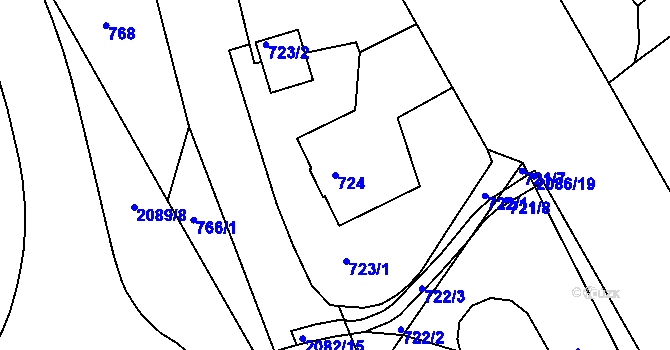 Parcela st. 724 v KÚ Lyžbice, Katastrální mapa