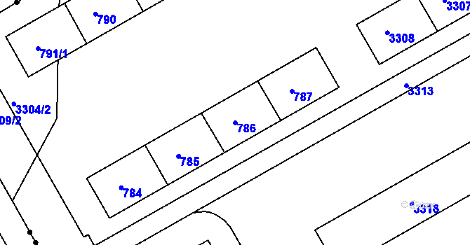 Parcela st. 786 v KÚ Lyžbice, Katastrální mapa
