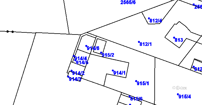 Parcela st. 915/2 v KÚ Lyžbice, Katastrální mapa