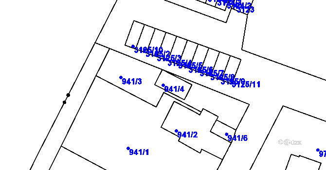 Parcela st. 941/4 v KÚ Lyžbice, Katastrální mapa