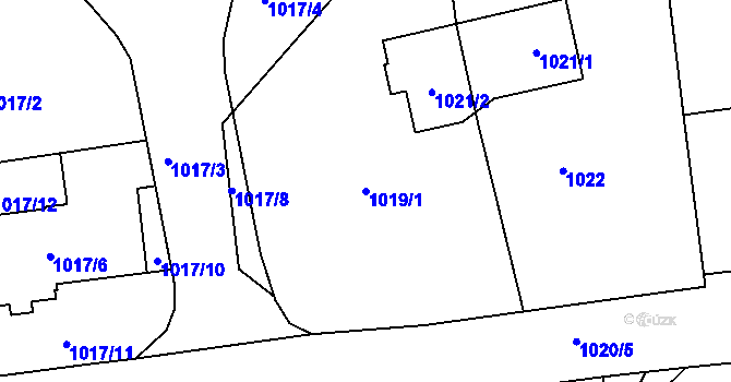 Parcela st. 1019/1 v KÚ Lyžbice, Katastrální mapa