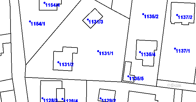 Parcela st. 1131/1 v KÚ Lyžbice, Katastrální mapa