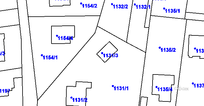 Parcela st. 1131/3 v KÚ Lyžbice, Katastrální mapa