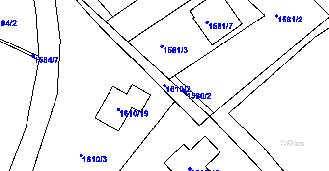 Parcela st. 1610/2 v KÚ Lyžbice, Katastrální mapa