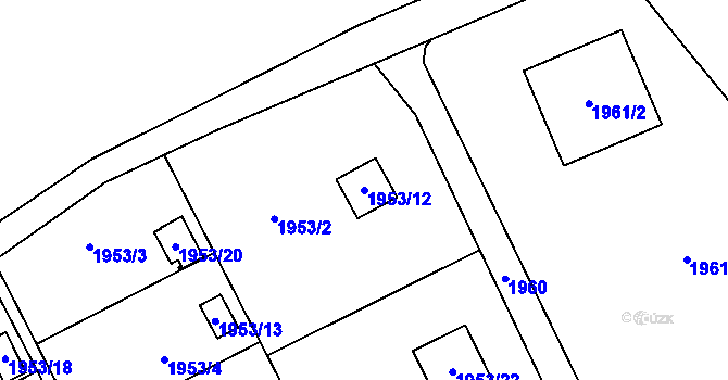 Parcela st. 1953/12 v KÚ Lyžbice, Katastrální mapa