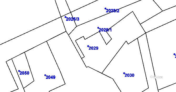 Parcela st. 2029 v KÚ Lyžbice, Katastrální mapa