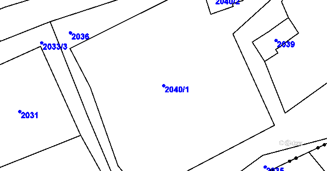 Parcela st. 2040/1 v KÚ Lyžbice, Katastrální mapa