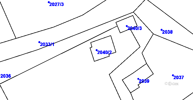 Parcela st. 2040/2 v KÚ Lyžbice, Katastrální mapa