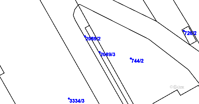 Parcela st. 2089/3 v KÚ Lyžbice, Katastrální mapa