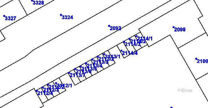 Parcela st. 2113/1 v KÚ Lyžbice, Katastrální mapa