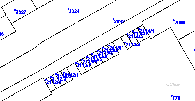 Parcela st. 2113/3 v KÚ Lyžbice, Katastrální mapa