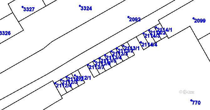 Parcela st. 2113/4 v KÚ Lyžbice, Katastrální mapa
