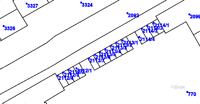 Parcela st. 2113/5 v KÚ Lyžbice, Katastrální mapa