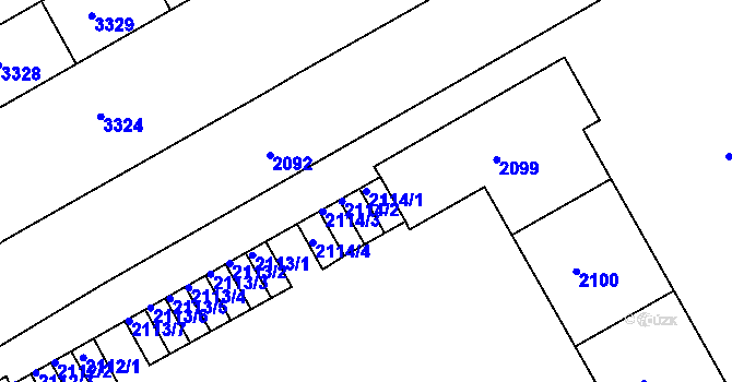 Parcela st. 2114/1 v KÚ Lyžbice, Katastrální mapa