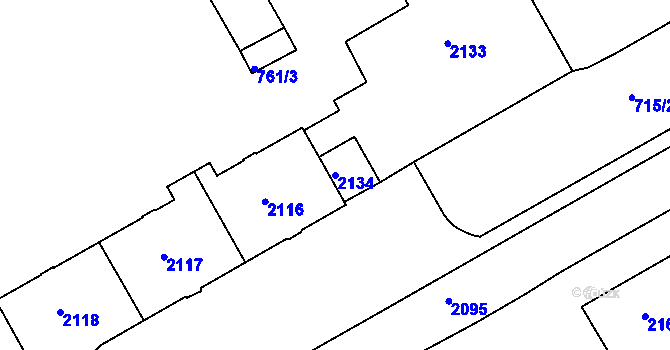Parcela st. 2134 v KÚ Lyžbice, Katastrální mapa