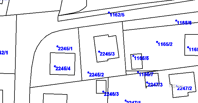 Parcela st. 2245/3 v KÚ Lyžbice, Katastrální mapa