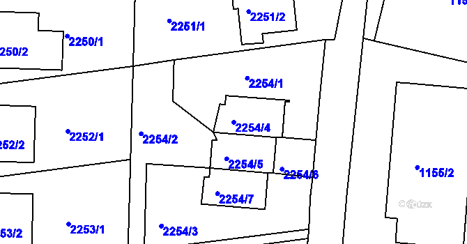 Parcela st. 2254/4 v KÚ Lyžbice, Katastrální mapa