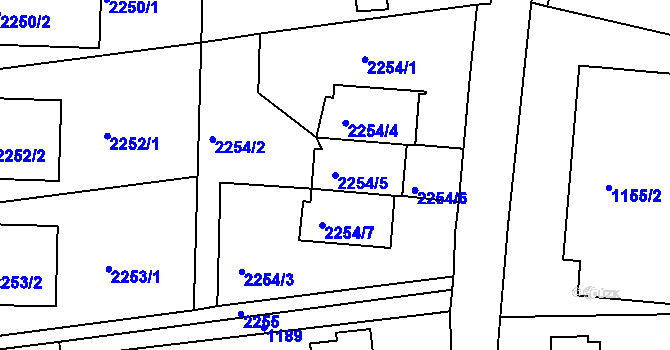 Parcela st. 2254/5 v KÚ Lyžbice, Katastrální mapa