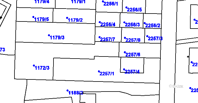 Parcela st. 2257/5 v KÚ Lyžbice, Katastrální mapa