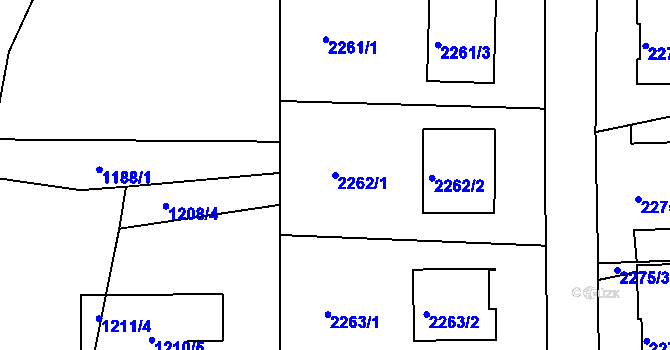 Parcela st. 2262/1 v KÚ Lyžbice, Katastrální mapa