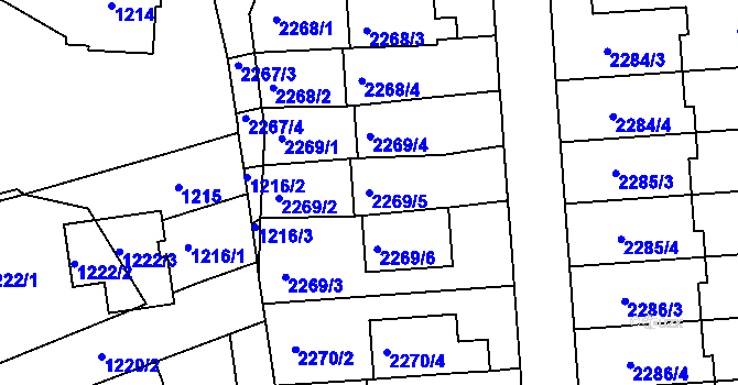 Parcela st. 2269/5 v KÚ Lyžbice, Katastrální mapa