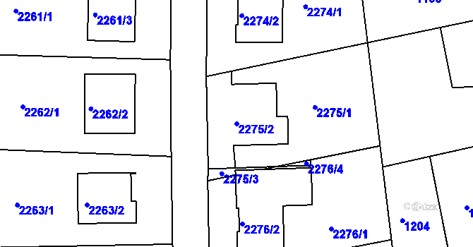 Parcela st. 2275/2 v KÚ Lyžbice, Katastrální mapa
