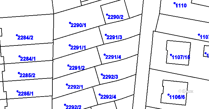 Parcela st. 2291/4 v KÚ Lyžbice, Katastrální mapa