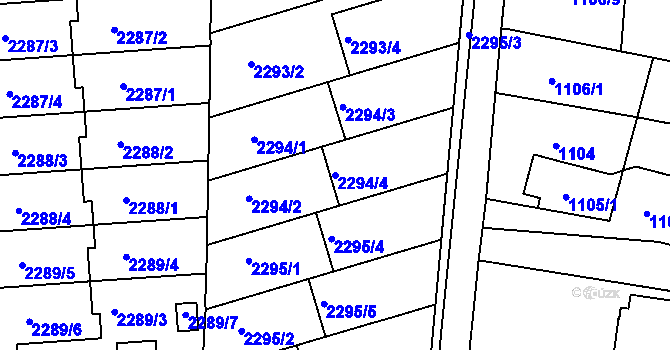 Parcela st. 2294/4 v KÚ Lyžbice, Katastrální mapa