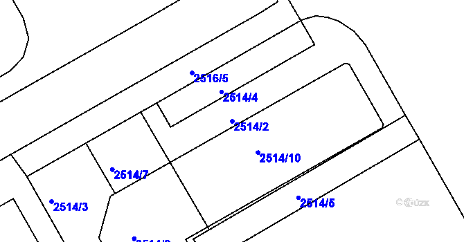 Parcela st. 2514/2 v KÚ Lyžbice, Katastrální mapa