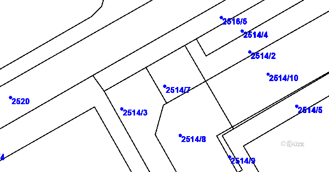 Parcela st. 2514/7 v KÚ Lyžbice, Katastrální mapa
