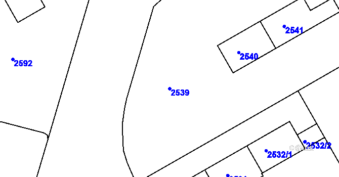 Parcela st. 2539 v KÚ Lyžbice, Katastrální mapa