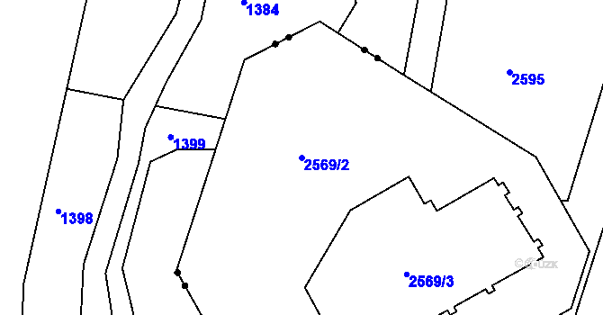 Parcela st. 2569/2 v KÚ Lyžbice, Katastrální mapa