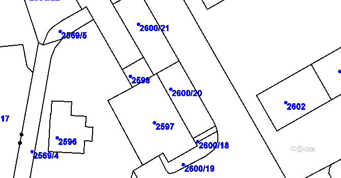 Parcela st. 2600/20 v KÚ Lyžbice, Katastrální mapa