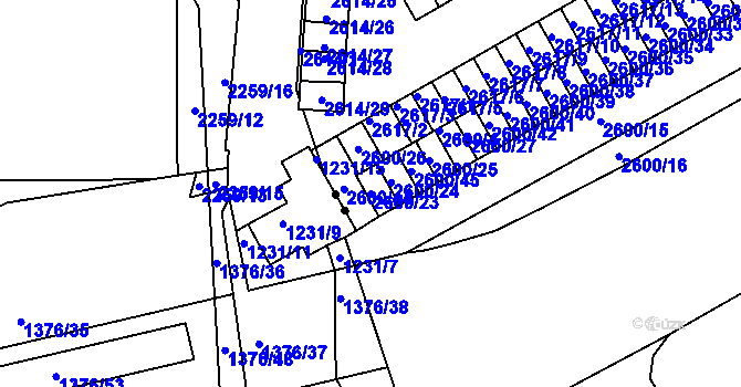 Parcela st. 2600/23 v KÚ Lyžbice, Katastrální mapa