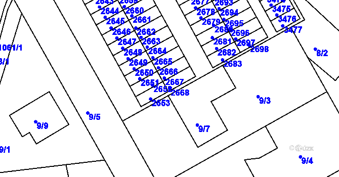 Parcela st. 2668 v KÚ Lyžbice, Katastrální mapa
