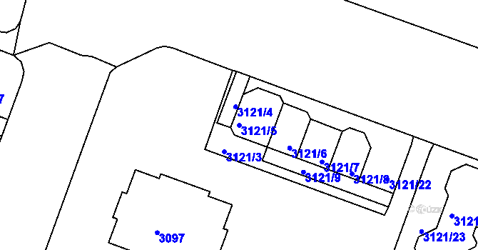 Parcela st. 3121/5 v KÚ Lyžbice, Katastrální mapa