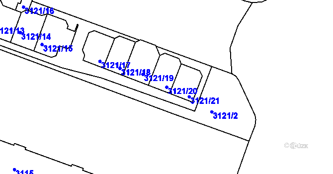 Parcela st. 3121/20 v KÚ Lyžbice, Katastrální mapa