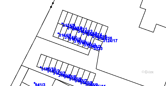 Parcela st. 3124/3 v KÚ Lyžbice, Katastrální mapa
