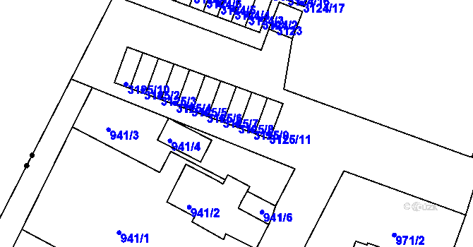 Parcela st. 3125/8 v KÚ Lyžbice, Katastrální mapa