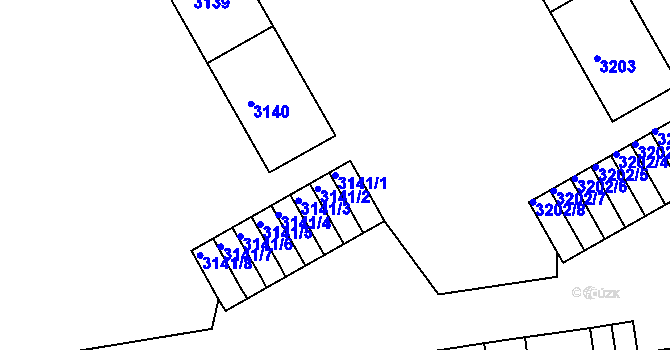 Parcela st. 3141/1 v KÚ Lyžbice, Katastrální mapa