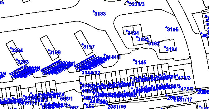 Parcela st. 3144/1 v KÚ Lyžbice, Katastrální mapa
