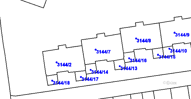 Parcela st. 3144/7 v KÚ Lyžbice, Katastrální mapa