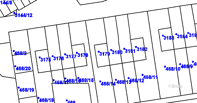 Parcela st. 3179 v KÚ Lyžbice, Katastrální mapa