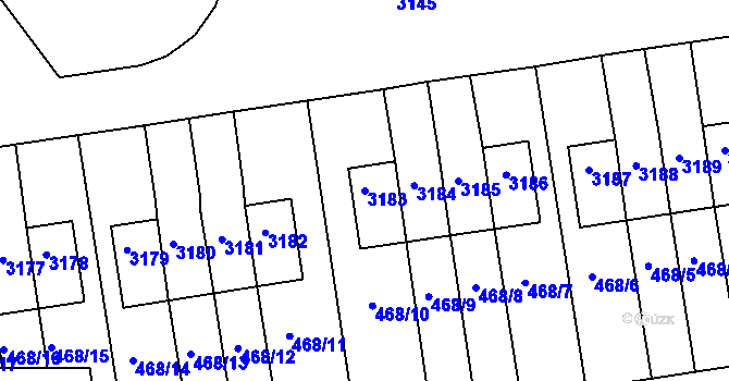 Parcela st. 3183 v KÚ Lyžbice, Katastrální mapa
