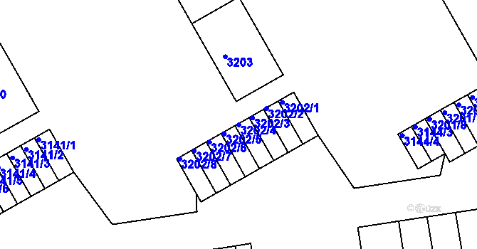 Parcela st. 3202/4 v KÚ Lyžbice, Katastrální mapa