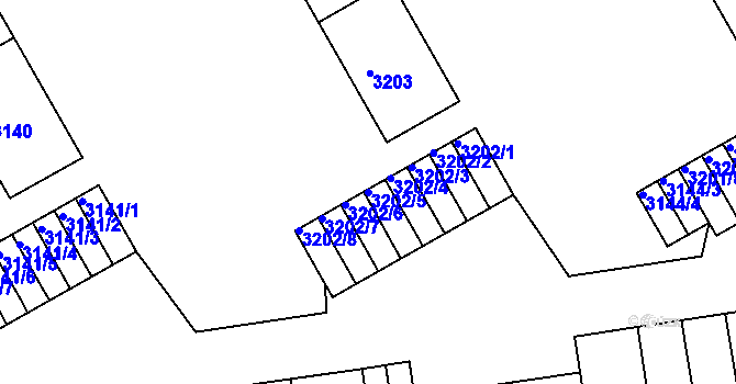 Parcela st. 3202/5 v KÚ Lyžbice, Katastrální mapa