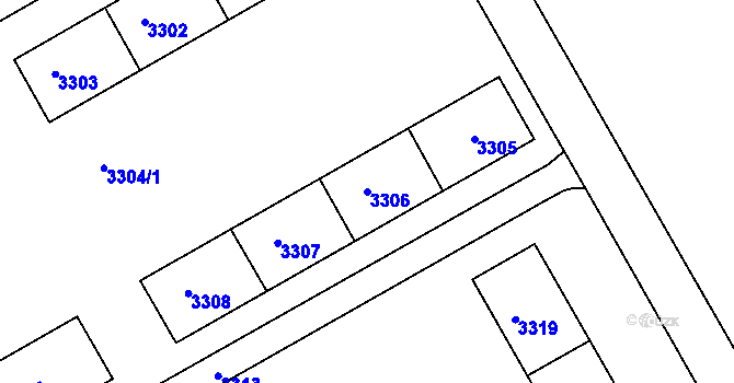 Parcela st. 3306 v KÚ Lyžbice, Katastrální mapa