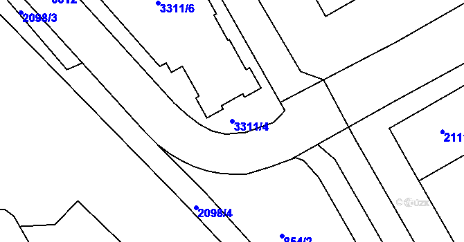 Parcela st. 3311/4 v KÚ Lyžbice, Katastrální mapa