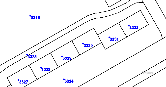 Parcela st. 3330 v KÚ Lyžbice, Katastrální mapa