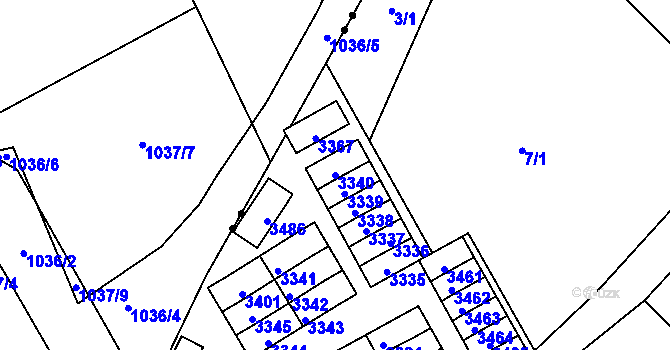 Parcela st. 3340 v KÚ Lyžbice, Katastrální mapa